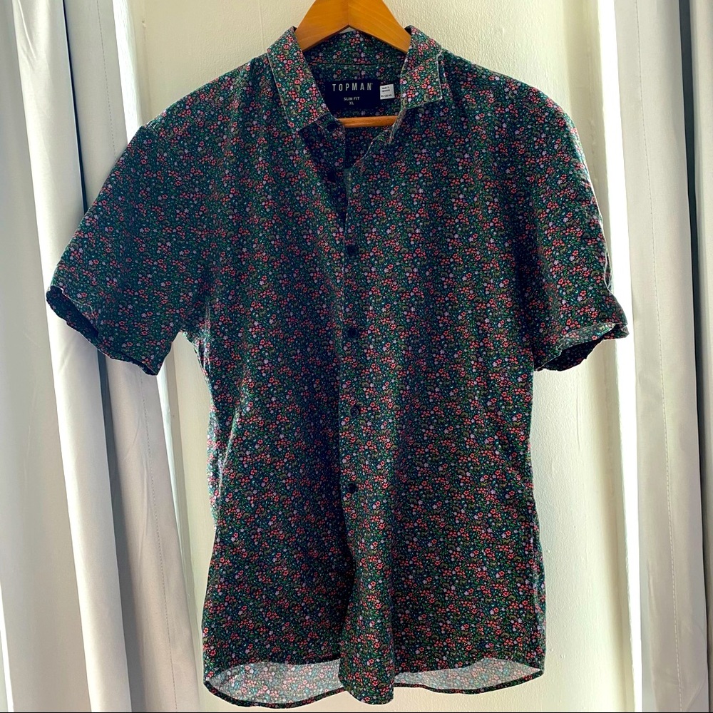 TOPMAN Floral print button down shirt